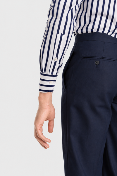 Camicia Righe  Navy Popeline