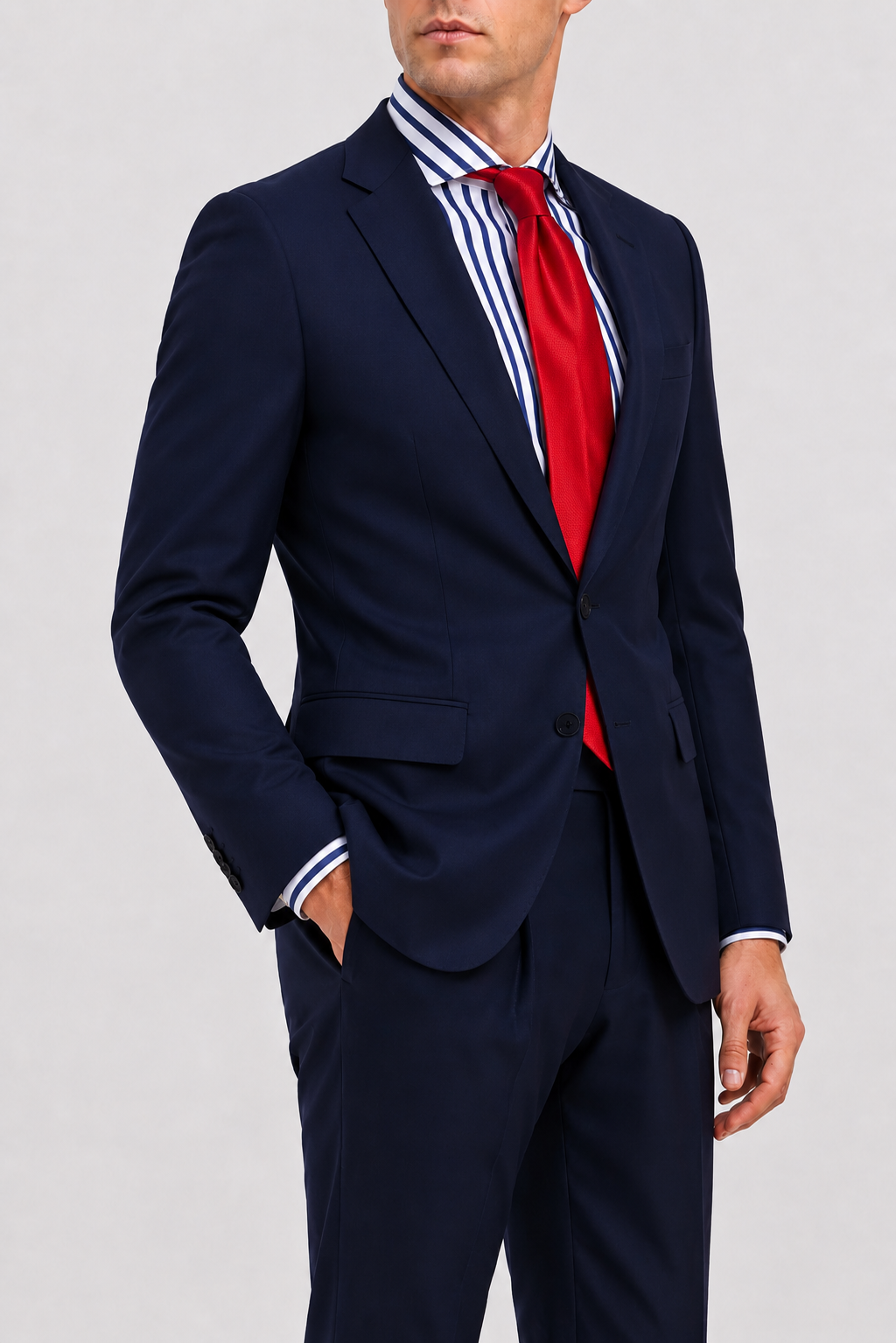Camicia Righe  Navy Popeline