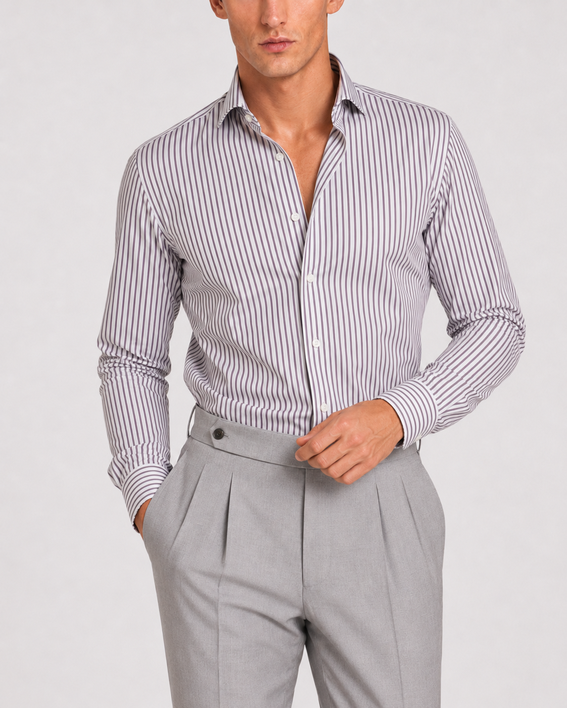 Camicia A Righe Signature Popeline