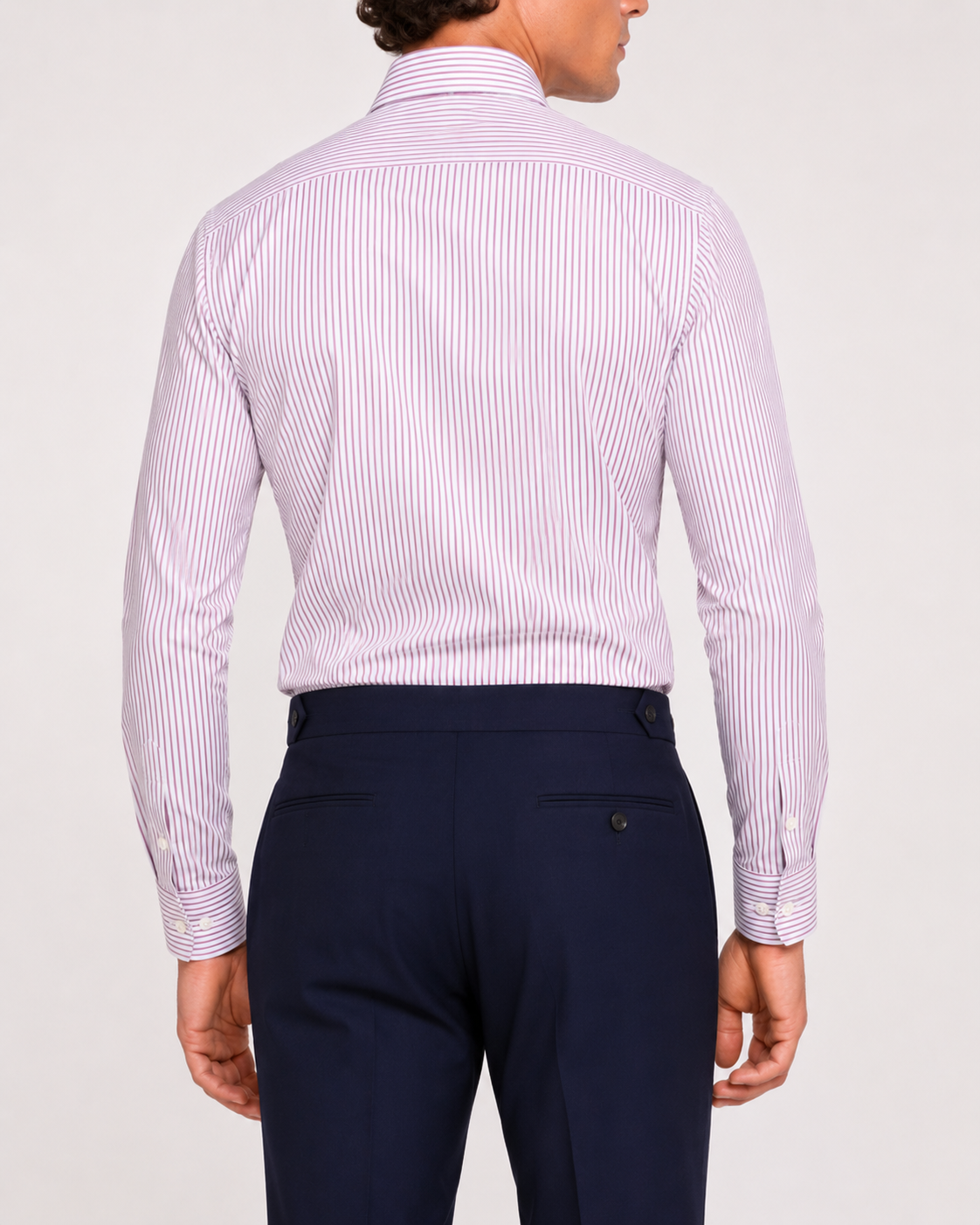 Camicia A Righe Viola Popeline
