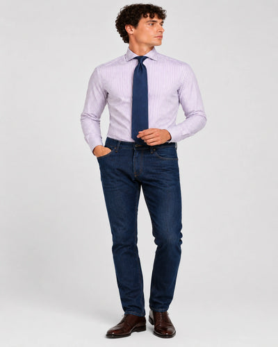Purple Striped Poplin Shirt