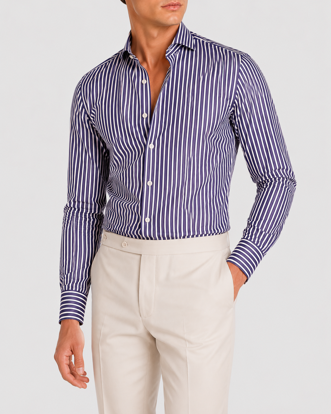 Camicia A Righe Signature Popeline