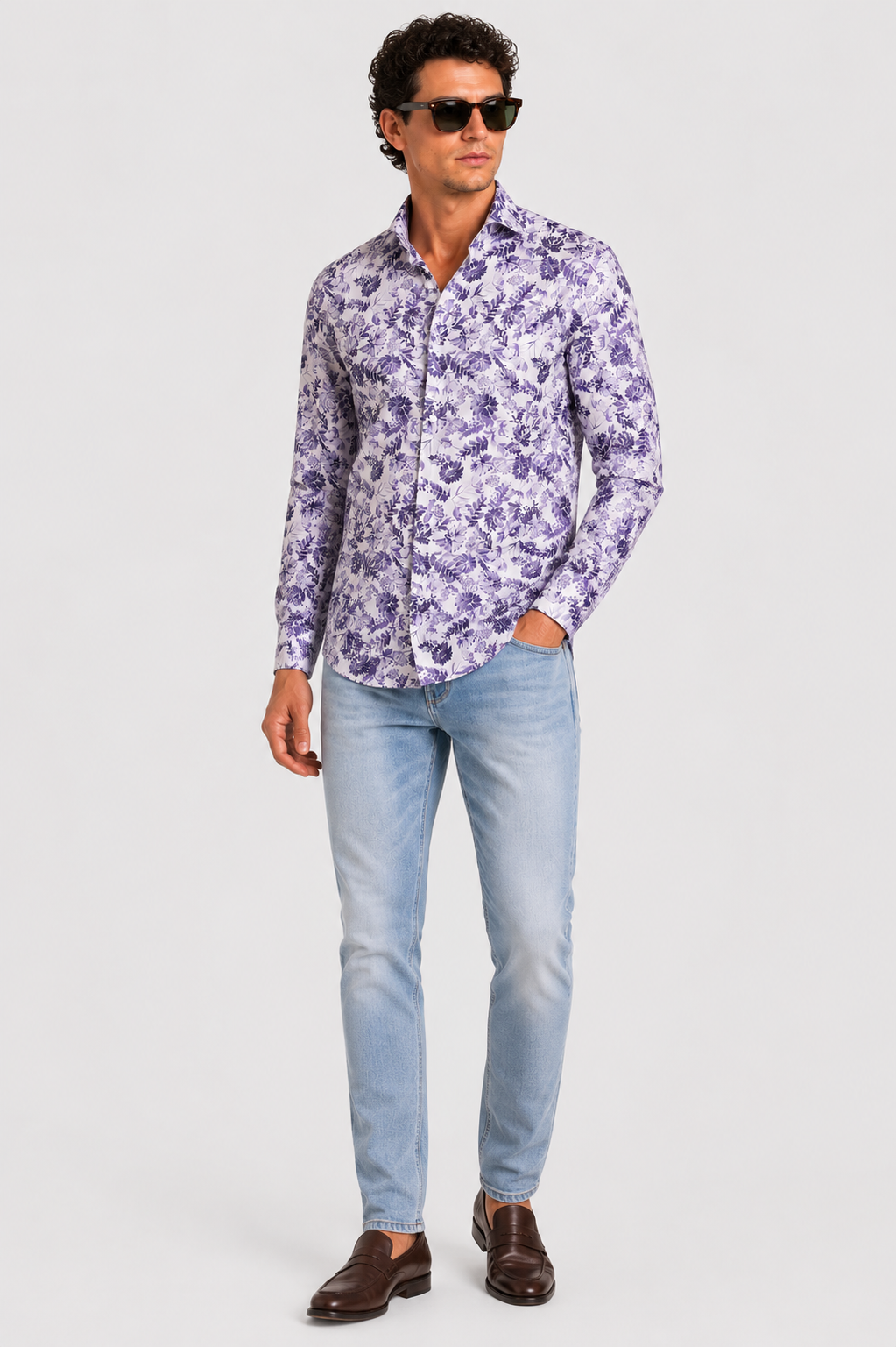 Camicia Stampa Floreale Popeline