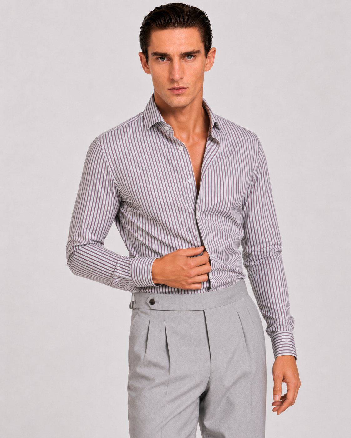 Camicia A Righe Signature Popeline
