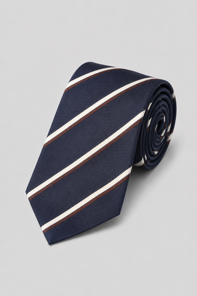 Navy Blue Regimental 7-Fold Tie