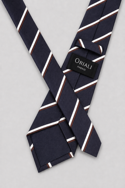 Navy Blue Regimental 7-Fold Tie