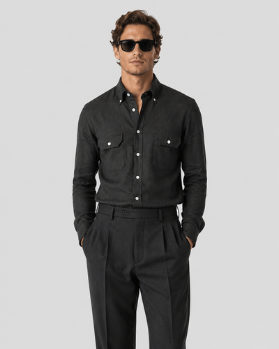 Camicia Nera Denim Lavato
