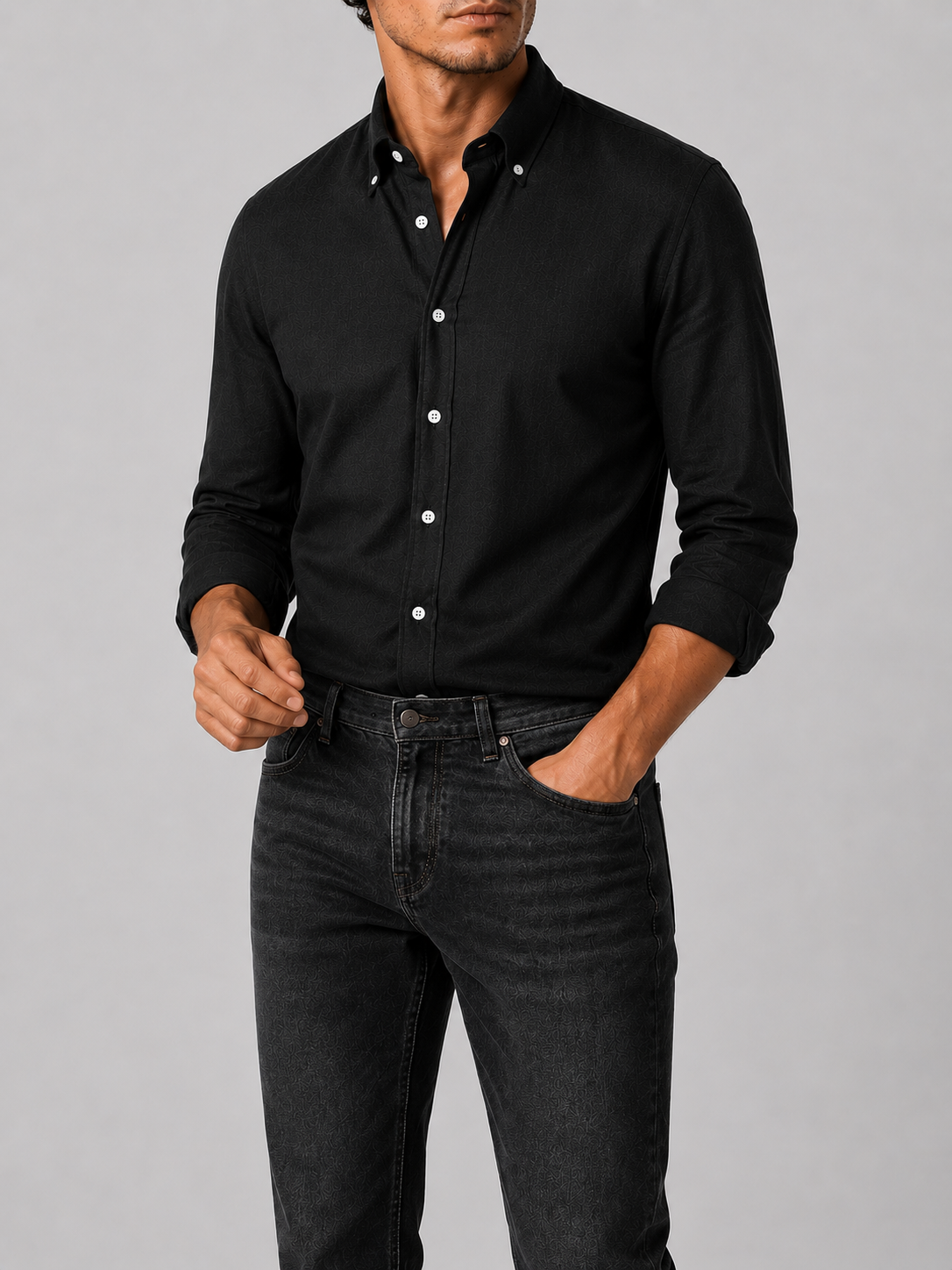 Camicia Nera Denim Lavato