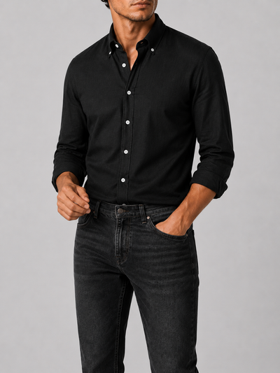 Camicia Nera Denim Lavato