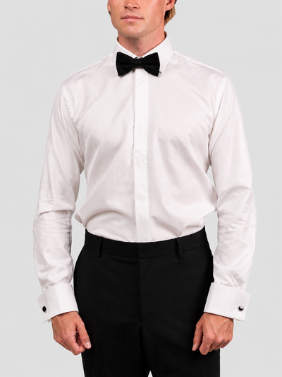 Camicia Bianca Spigata Fly Front Signature Twill