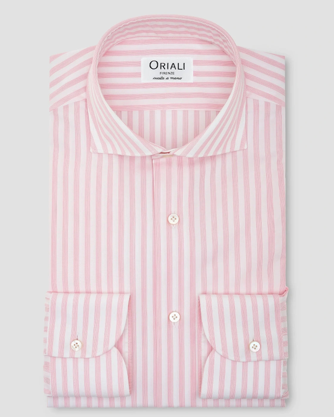 Camicia A Righe Rosa Popeline