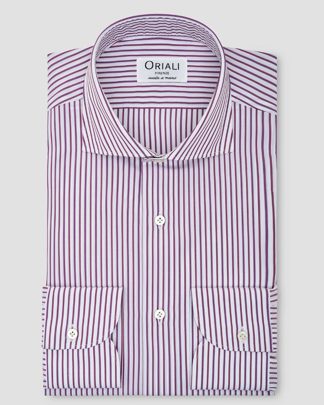 Camicia A Righe Viola Popeline