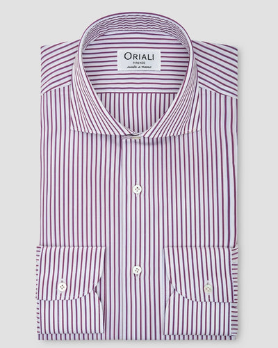 Purple Striped Poplin Shirt