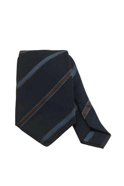 7-Fold Regimental Navy Blue Tie