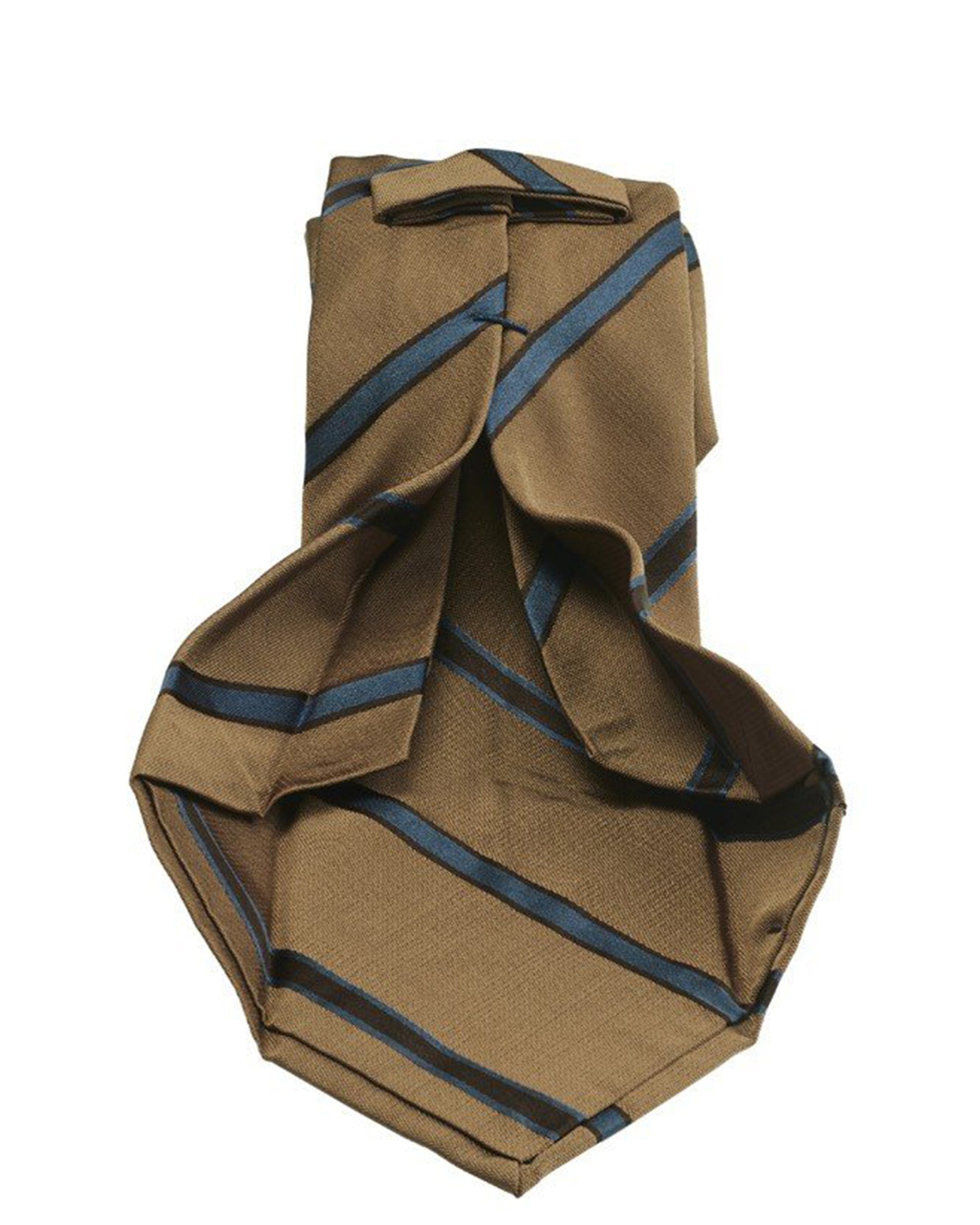 Cravate beige régimentaire à 7 plis