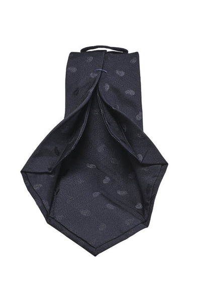 Cravate bleu marine à 7 plis en jacquard cachemire
