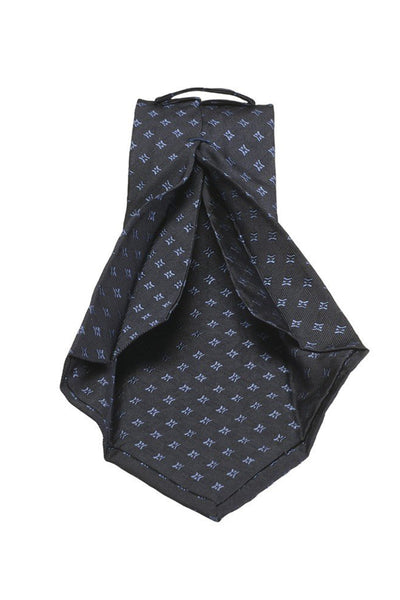 Cravate géométrique bleu marine jacquard 7 plis
