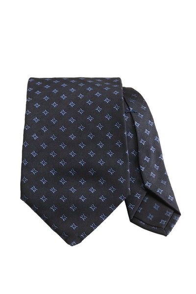 Cravate géométrique bleu marine jacquard 7 plis