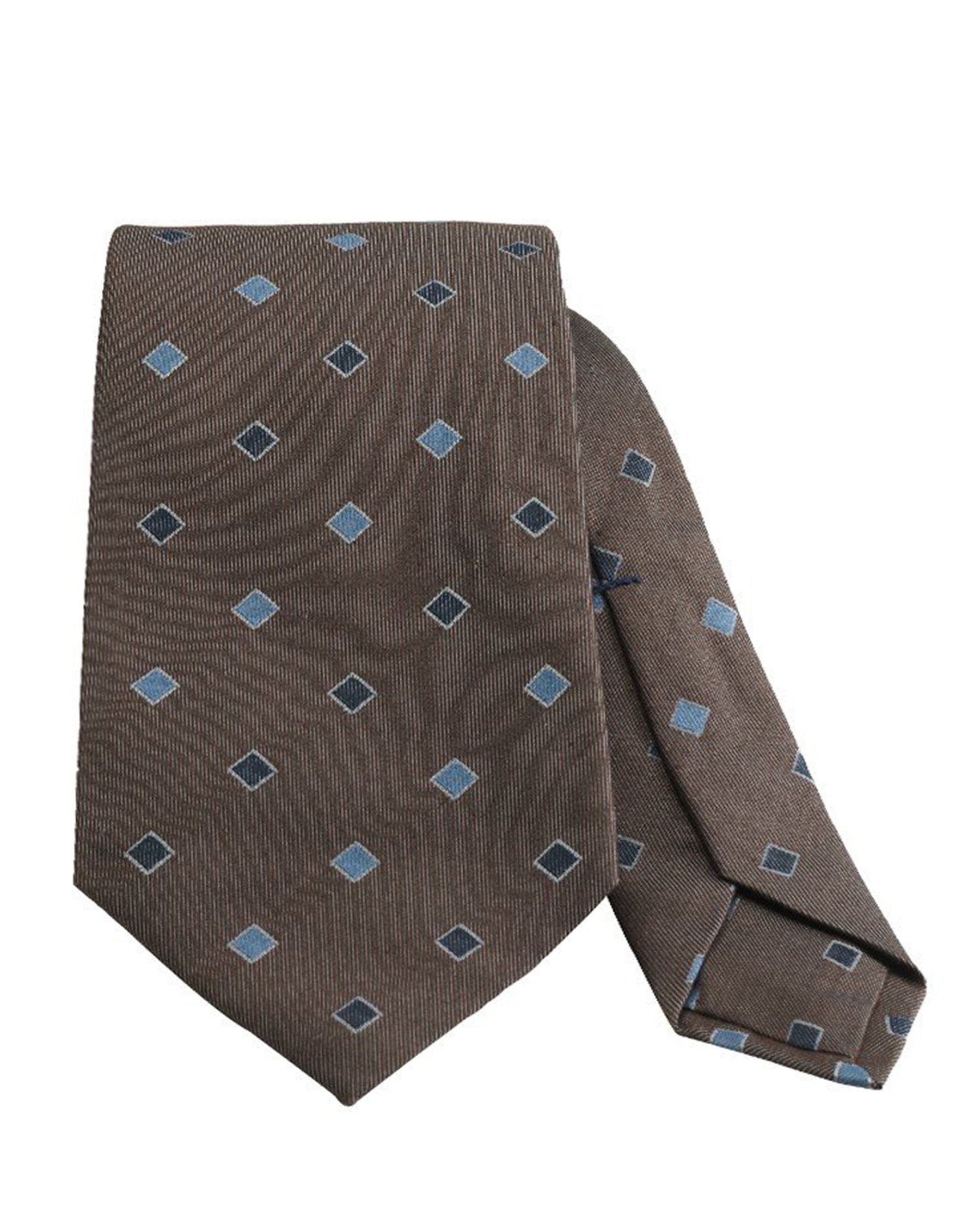 Cravate marron jacquard à 7 plis