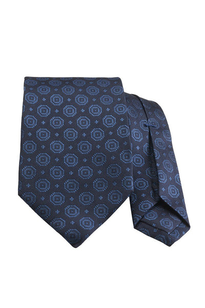 Navy Jacquard 7-Fold Tie