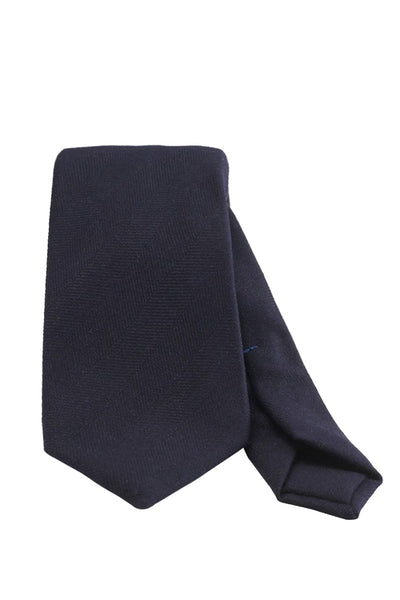 Cravate 7 plis en cachemire bleu marine 