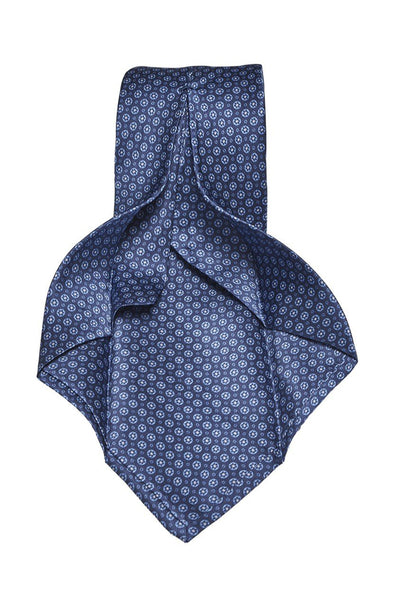Navy Blue Flower Print 9-Fold Tie