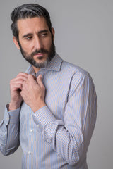 La camicia Oriali Firenze uomo a righe marrone e blu