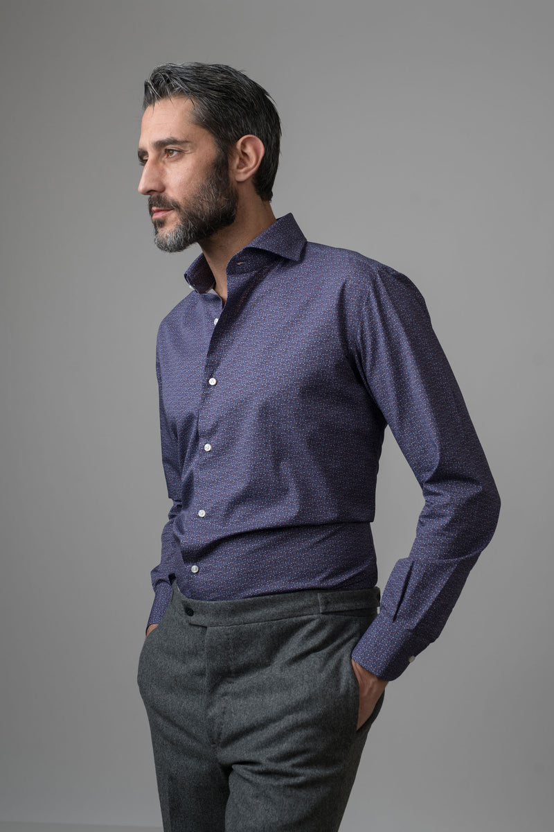 SHIRT WITH BLUE PRINT FRENCH COLLAR