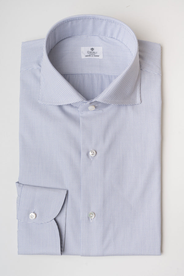 SHIRT JACQUARD LIGHT BLUE WITH FRENCH COLLAR