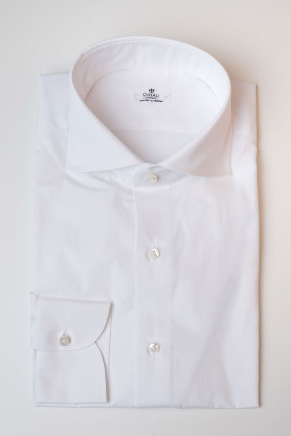 La camicia Oriali Firenze uomo tinta unita bianco vista dall'alto