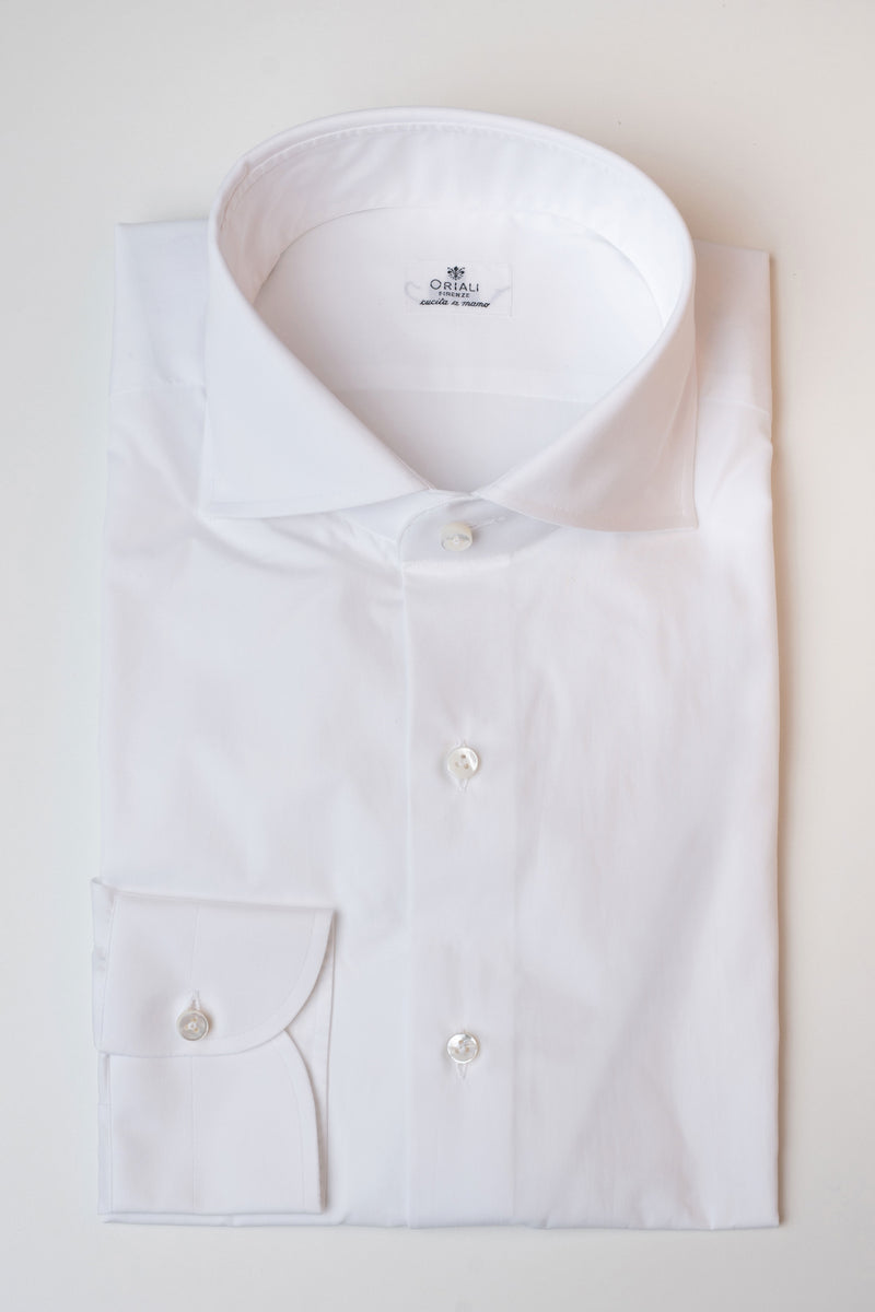 La camicia Oriali Firenze uomo tinta unita bianco vista dall'alto